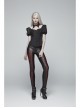 Pendant Collar Front Chest Positioning Lace Flower Bubble Sleeve Back Waist Lace-Up Black Gothic Blouse