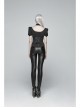 Pendant Collar Front Chest Positioning Lace Flower Bubble Sleeve Back Waist Lace-Up Black Gothic Blouse