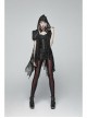 Pendant Collar Front Chest Positioning Lace Flower Bubble Sleeve Back Waist Lace-Up Black Gothic Blouse