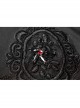 Pendant Collar Front Chest Positioning Lace Flower Bubble Sleeve Back Waist Lace-Up Black Gothic Blouse