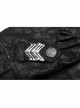 Black Dark Print Woven Frill Collar Front Chest Strap Metal Buckle Belt Black Punk Short Coat