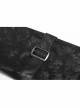 Black Dark Print Woven Frill Collar Front Chest Strap Metal Buckle Belt Black Punk Short Coat