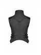 High Collar Front Chest Hollow-Out Barbell Nails Side Metal Buckle Strap Black Punk Vest