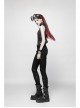 High Collar Front Chest Hollow-Out Barbell Nails Side Metal Buckle Strap Black Punk Vest