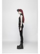 High Collar Front Chest Hollow-Out Barbell Nails Side Metal Buckle Strap Black Punk Vest