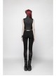 High Collar Front Chest Hollow-Out Barbell Nails Side Metal Buckle Strap Black Punk Vest