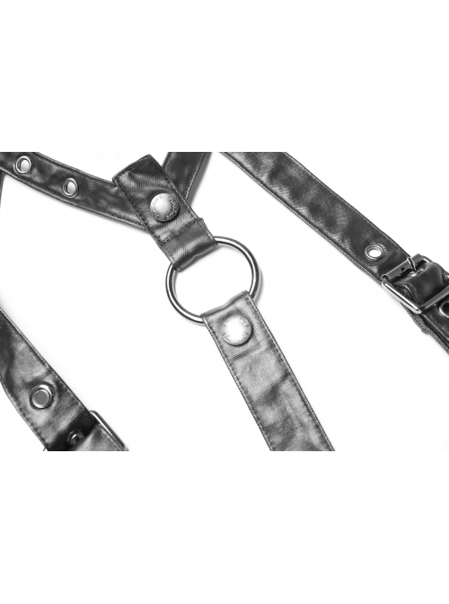 Metal Buckle Straps Arm Loop Metal Chain Black Punk Long Frill Cape