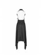 Black Jacquard Waist Solid Flower Decoration Backless Gothic Long Vest