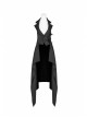 Black Jacquard Waist Solid Flower Decoration Backless Gothic Long Vest