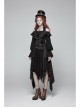 Black Jacquard Waist Solid Flower Decoration Backless Gothic Long Vest