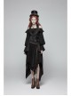 Black Jacquard Waist Solid Flower Decoration Backless Gothic Long Vest