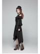 Black Jacquard Waist Solid Flower Decoration Backless Gothic Long Vest