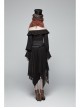 Black Jacquard Waist Solid Flower Decoration Backless Gothic Long Vest