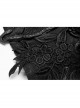 Black Jacquard Waist Solid Flower Decoration Backless Gothic Long Vest