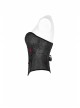 Front Metal Buckle Side Solid Flower Decoration Back Waist Lace-Up Black Jacquard Gothic Corset