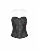 Front Metal Buckle Side Solid Flower Decoration Back Waist Lace-Up Black Jacquard Gothic Corset