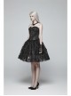 Front Metal Buckle Side Solid Flower Decoration Back Waist Lace-Up Black Jacquard Gothic Corset