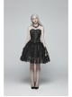 Front Metal Buckle Side Solid Flower Decoration Back Waist Lace-Up Black Jacquard Gothic Corset