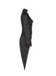 Stand-Up Collar Front Metal Retro Button Back Waist Lace-Up Rear Pendulum Dovetail Black Gothic Coat