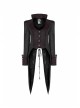 Stand-Up Collar Front Metal Retro Button Back Waist Lace-Up Rear Pendulum Dovetail Black Gothic Coat
