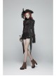Stand-Up Collar Front Metal Retro Button Back Waist Lace-Up Rear Pendulum Dovetail Black Gothic Coat