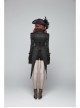 Stand-Up Collar Front Metal Retro Button Back Waist Lace-Up Rear Pendulum Dovetail Black Gothic Coat