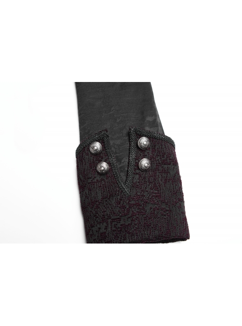 Stand-Up Collar Front Metal Retro Button Back Waist Lace-Up Rear Pendulum Dovetail Black Gothic Coat