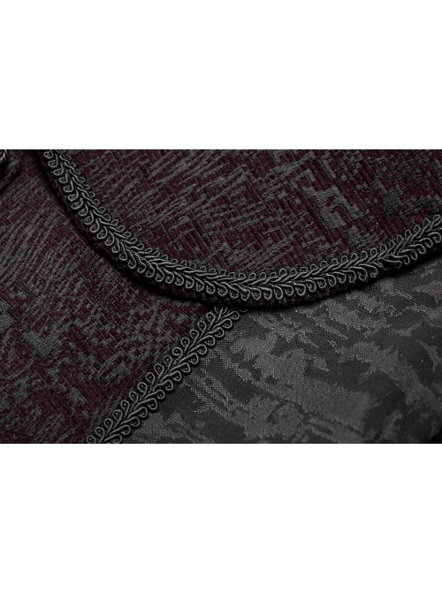 Stand-Up Collar Front Metal Retro Button Back Waist Lace-Up Rear Pendulum Dovetail Black Gothic Coat