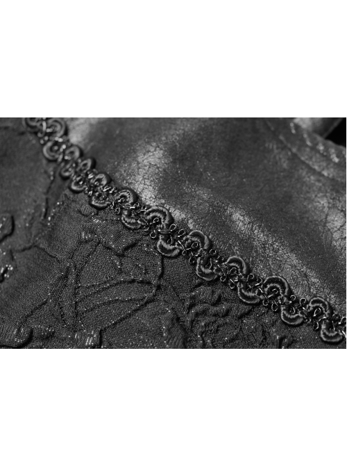 Stand-Up Collar Front Metal Zipper Flare Sleeve Sharp Corner Cuff Back Waist Lace-Up Black Three-Dimensional Bubble Jacquard Gothic Long CoatOther Accessories Are Not Include