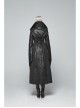 Stand-Up Collar Front Metal Zipper Flare Sleeve Sharp Corner Cuff Back Waist Lace-Up Black Three-Dimensional Bubble Jacquard Gothic Long CoatOther Accessories Are Not Include