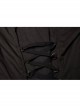 High Collar Front Chest Splice Lace Bubble Sleeve Metal Retro Button Back Waist Lace-Up Black Gothic Blouse