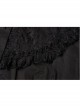 High Collar Front Chest Splice Lace Bubble Sleeve Metal Retro Button Back Waist Lace-Up Black Gothic Blouse