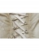 High Collar Front Chest Splice Lace Bubble Sleeve Metal Retro Button Back Waist Lace-Up White Gothic Inkjet Blouse
