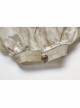 High Collar Front Chest Splice Lace Bubble Sleeve Metal Retro Button Back Waist Lace-Up White Gothic Inkjet Blouse