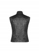 Stand-Up Collar Front Metal Buckle Black Punk Crack Woven Vest