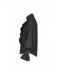 High Collar Metal Retro Button Front Chest Ruffle Lantern Sleeve Black Gothic Shirt