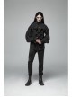 High Collar Metal Retro Button Front Chest Ruffle Lantern Sleeve Black Gothic Shirt
