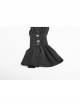 High Collar Metal Retro Button Front Chest Ruffle Lantern Sleeve Black Gothic Shirt