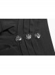 High Collar Metal Retro Button Front Chest Ruffle Lantern Sleeve Black Gothic Shirt