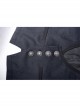 Dark Jacquard Front Metal Retro Button Back Waist Leather Hasp Grey Gothic Vest
