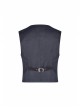 Dark Jacquard Front Metal Retro Button Back Waist Leather Hasp Grey Gothic Vest