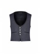 Dark Jacquard Front Metal Retro Button Back Waist Leather Hasp Grey Gothic Vest