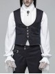 Dark Jacquard Front Metal Retro Button Back Waist Leather Hasp Grey Gothic Vest