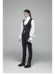 Dark Jacquard Front Metal Retro Button Back Waist Leather Hasp Grey Gothic Vest