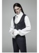 Dark Jacquard Front Metal Retro Button Back Waist Leather Hasp Grey Gothic Vest