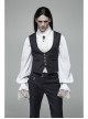 Dark Jacquard Front Metal Retro Button Back Waist Leather Hasp Grey Gothic Vest