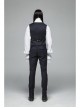 Dark Jacquard Front Metal Retro Button Back Waist Leather Hasp Grey Gothic Vest