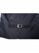 Dark Jacquard Front Metal Retro Button Back Waist Leather Hasp Grey Gothic Vest