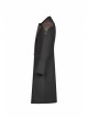 Fake Two-Piece Front Chest Metal Retro Button Splice Leather Flare Cuff Black Punk Mid Coat