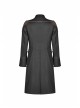 Fake Two-Piece Front Chest Metal Retro Button Splice Leather Flare Cuff Black Punk Mid Coat